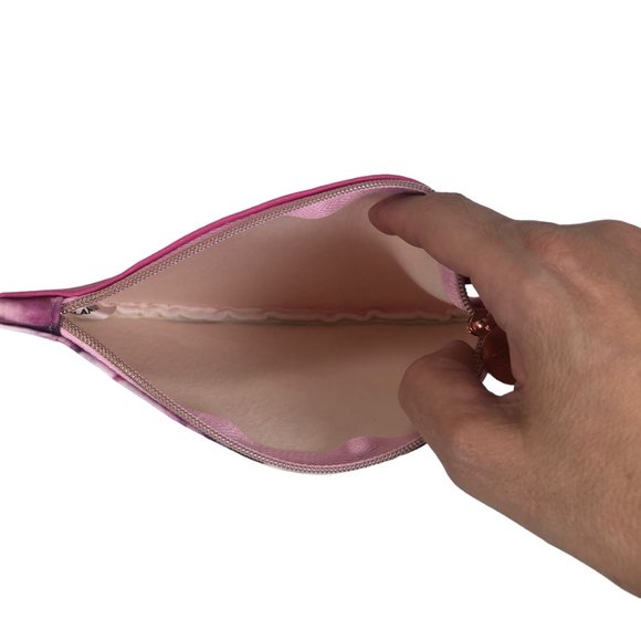 Ipsy Pink Floral Roses Zippered Bag w/ Charm Cosmetics Makeup Pouch Coin Boujee - Picture 4 of 4